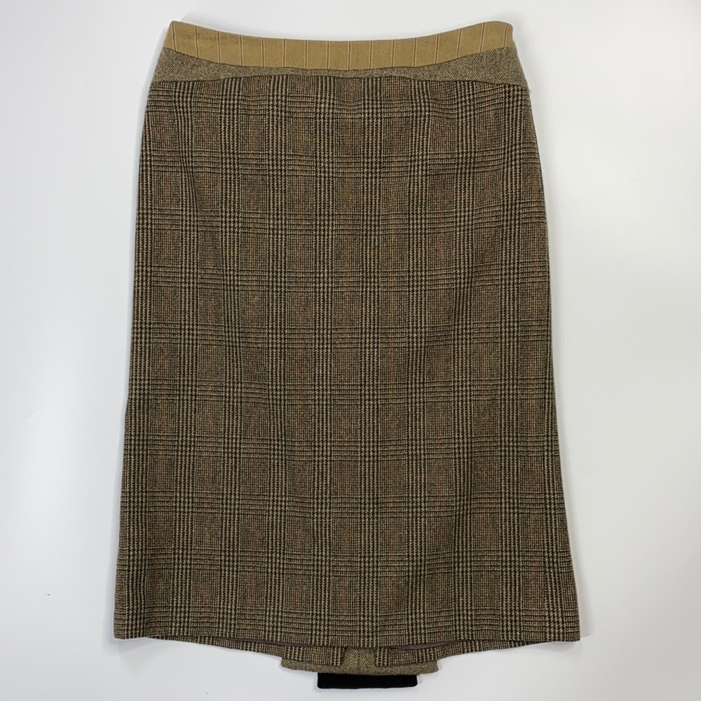 ETRO Wool Blend Pencil Brown Skirt Size 38 Waist 26”